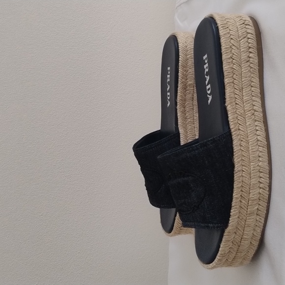 Prada Denim Embroidered Platform Espadrilles Sz 39 / US 8.5-9 - Picture 12 of 12